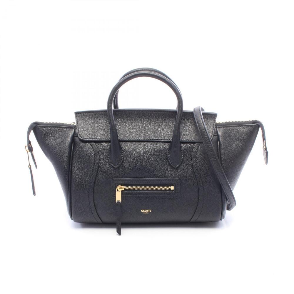 Celine Luggage Handbag Leather Black